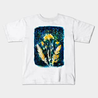 Botanical cyanotype floral Kids T-Shirt